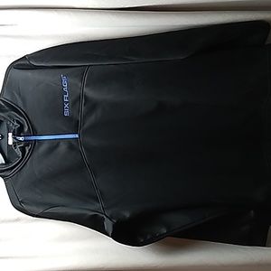 Six Flag Mens 3/4 zip up jacket in black & blue NWOT size XL